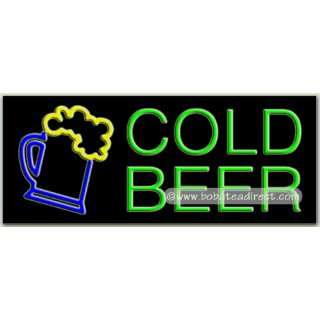  Cold Beer Neon Sign (13H x 32L x 3D) 