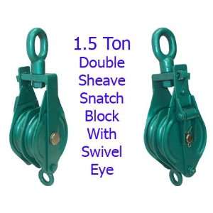  1.5 Ton Double Sheave Snatch Block 5 Pulley Swivel Eye 