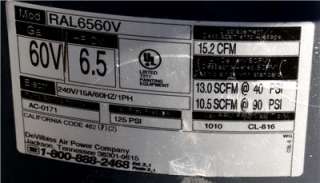 DeVilbiss Professional 6.5 HP 60 Gal 125 Psi Air Compressor Pro 4000 