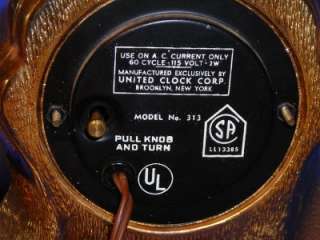 Vintage United Western Saddle Horse Electric Clock Mantel Model 313 