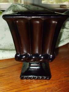 Vintage EAPG Black Amethyst Column Rope Footed Vase EXC  