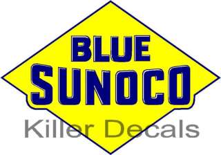 24 old BLUE SUNOCO GASOLINE GAS PUMP OIL TANK DECAL DX  