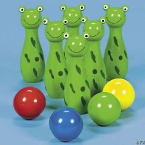  Wooden Frog Bowling Set Toys & Games