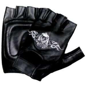  Flaming Eagle Leather Fingerless Gloves   Size  Large 