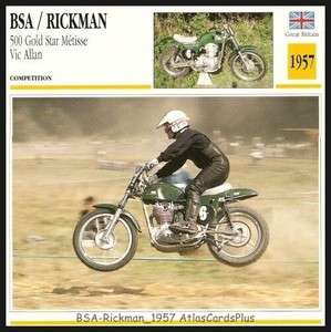 1957 BSA Rickman Metisse 500 Gold Star Beesa MX Card  