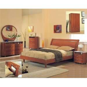  Global Furniture Modern Cherry Lacquer Platform Bed Furniture & Decor
