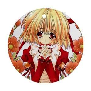 Anime Girl flowers Ornament round porcelain Christmas Great Gift Idea