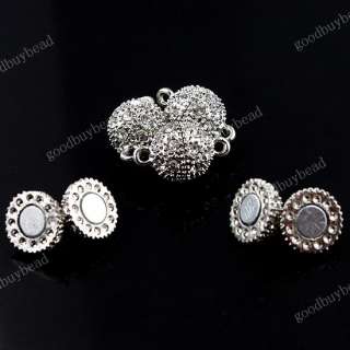 CLEAR CRYSTAL GOLD/SILVER/18KG MAGNETIC ROUND BALL CLASPS FINDINGS 
