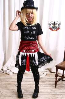 Goth Punk Hell Cat Kitty Angry Frill Tiered MiNi SKIRT  