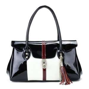 Luxury Genuine Patent Leather Designer Satchel Handbag Shoulder Bag 