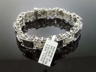 Mens 925 Silver 4.00CT White & Black Diamond Bracelet  