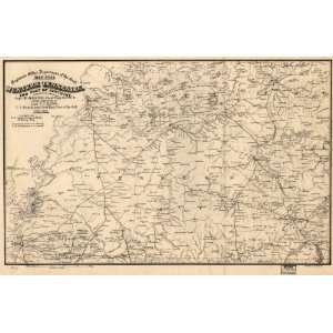  1865 Civil War map of Tennessee, Kentucky