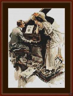 COUPLE AT PIANO~counted cross stitch pattern #418~PEOPLE Ladies Chart 