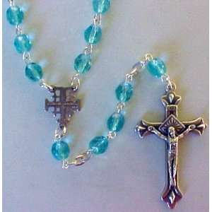 Crystal Aqua Holy Land Rosary 