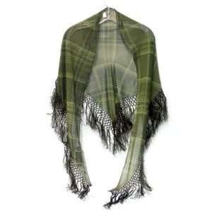  RALPH LAUREN Silk Triangle Scarf with Plaid Pattern and 