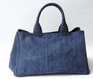 PRADA Logo Denim Tote Shopper Bag Handbag NWT  