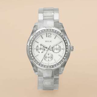 RELIC By FOSSIL STARLA Clear Strap MULTIFUNCTION SUBDIALS Watch $75 
