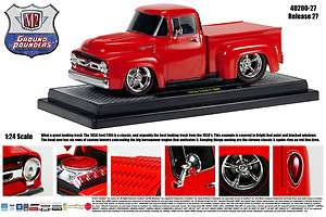 M2 MACHINES 124 SCALE CUSTOM RED 1956 FORD F 100 TRUCK GROUND POUNDER 