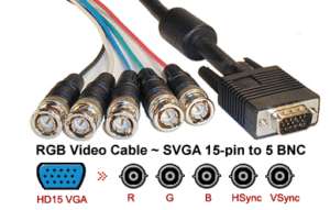 Premium RGB Video Cable HD15 VGA to 5 BNC RGBHV 6FT  