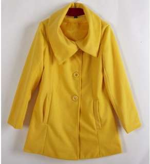   Stand Collar Womens Long Trench Coat Yellow Watermelon Red M  