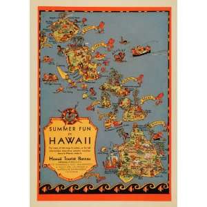  Bureau Honolulu Color Map Island   Original Print Ad