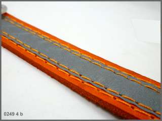 Orange Reflective Leather Dog Collar 15 20 size 1 wide  