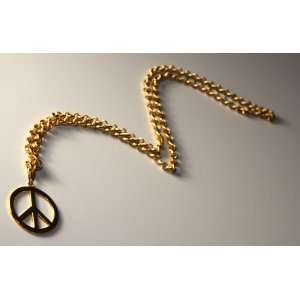    Gold Filled Chain Necklace with Peace Sign Pendant 
