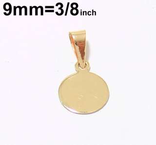 SMALL SOLID ENGRAVABLE ROUND DISC CHARM PENDANT 14K YELLOW GOLD