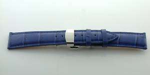 19MM LEATHER WATCH DEPLOYMENT STRAP OMEGA SEAMASTER BLUE  