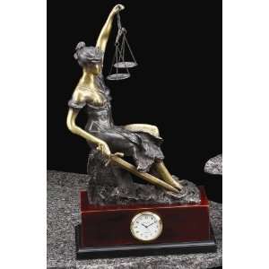  Sale   Blind Lady Justice Clock   Bronze Finish