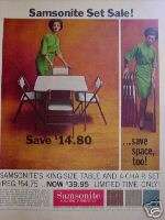 SAMSONITES KING SIZE TABLE AND 4 CHAIR SET 1962  