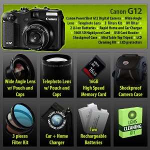  Canon PowerShot G12 Digital Camera + 2x Telephoto lens 