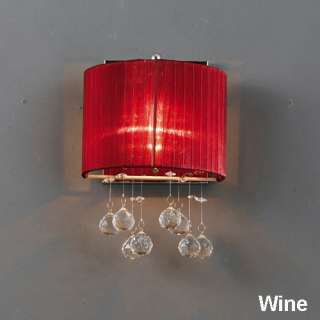 New Ribbon Fabric Shade Sconce Glass Crystal Wall Lamp  