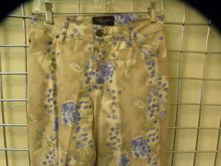 BLUMARINE JEANS beige/blue floral print pants 42/8  