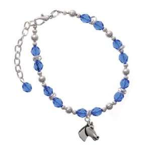 Horse Head Blue Czech Glass Beaded Charm Bracelet [Jewelry]