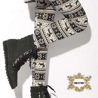   Knit Wool Like* thermal Leggings w Black/White seasonal pattern  