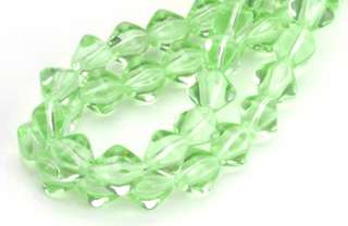 50 Peridot Diamond Bicone Czech Glass Beads 6MM  