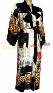 Geisha Kimono Robe Sleepwear Yukata&Belt Black WRD 11  