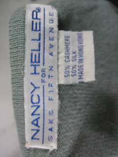 NANCY HELLER Green Cashmere/ Silk Blend S/S Sweater  