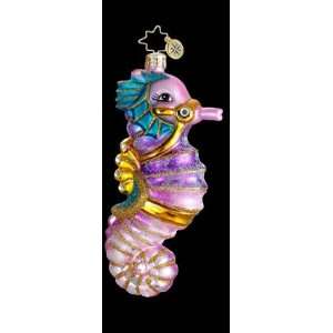 RADKO SERENDIPITY Seahorse Pink Fish Christmas Glass Ornament  