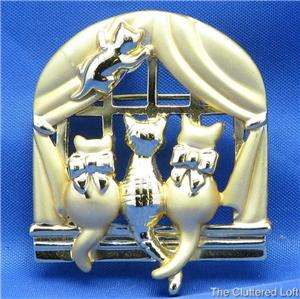 American Jewelry Chain CATS AT THE WINDOW Brooch AJC  