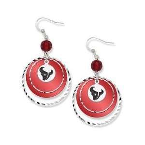   Licensed Houston Texans Game Day Earrings W/ Red Bead 