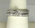 Sterling Silver Engagement Wedding Ring Set Accent Diamond Wave Band 