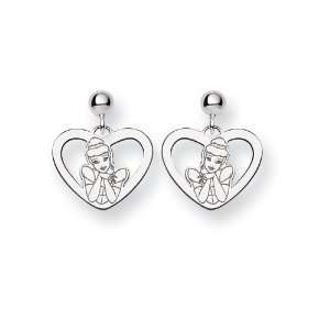  14k White Gold Disney Cinderella Heart Earrings Jewelry