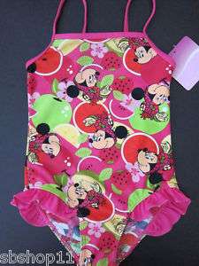 NWT Girls Disney Minnie Mouse One Pc Swimsuits Sz 3T 6T  