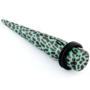  One Acrylic Animal Wrap Taper 0g Green Leopard Inc 