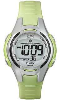 Timex Ladies Mid Size Chrono Sport Watch Blue/Green/Grey PU Strap 