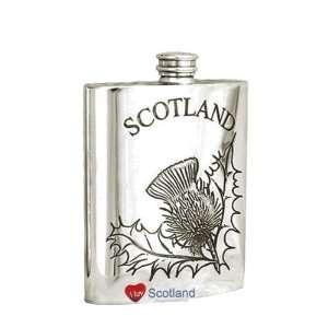   Hip Flask 6oz Pewter Embossed Scotland Thistle Patio, Lawn & Garden