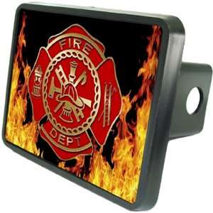 Firefighter Emblem in Flames Custom Hitch Plug for 2 receiver from 