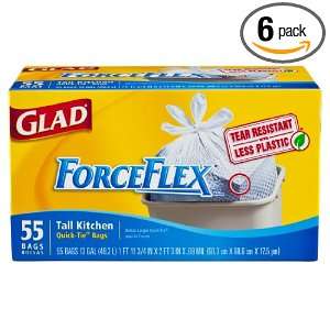 Glad Quick Tie ForceFlex Tall Kitchen Bags, 13 Gallon, 55 Count Bags 